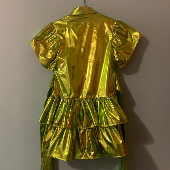 Neon Green Ruffle Dress - Picture 3 of 6